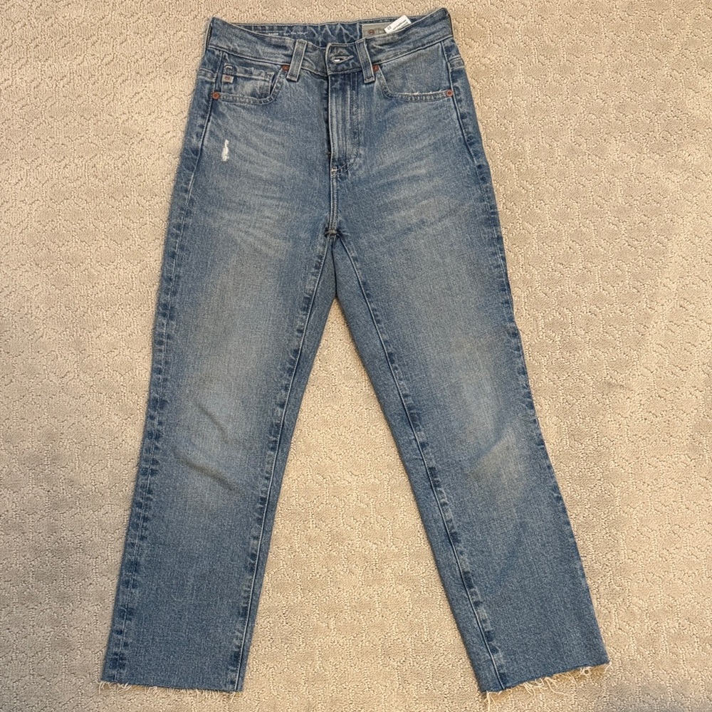 AG Adriano Goldschmied High-Rise Straight Blue Jeans